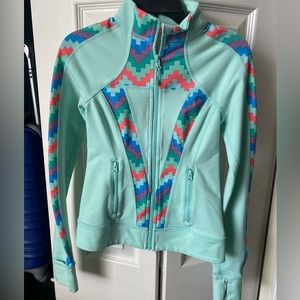 Ivivva Mint Aqua Jacket with Pink, Blue & Purple Chevron Trim